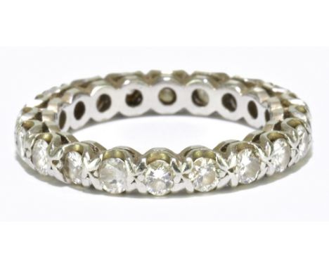 A white metal diamond full eternity ring, each stone weighing approx 0.08ct, size M 1/2, approx 5.2g.Additional InformationOn