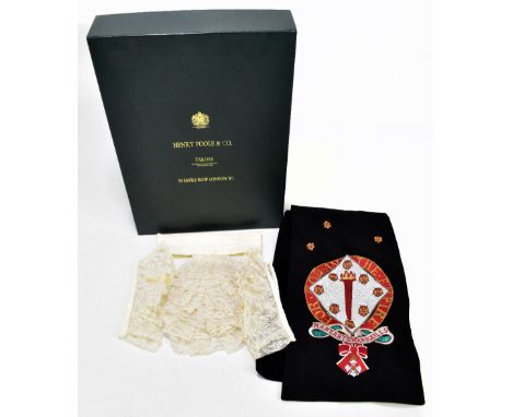 HENRY POOLE & CO;  a handmade lace and silk collar and matching cuffs in original box made in Savile Row, and an Order of the