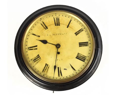 A late 19th century single fusée wall clock, the enamelled dial indistinctly signed by a Leek maker, with single fusée moveme