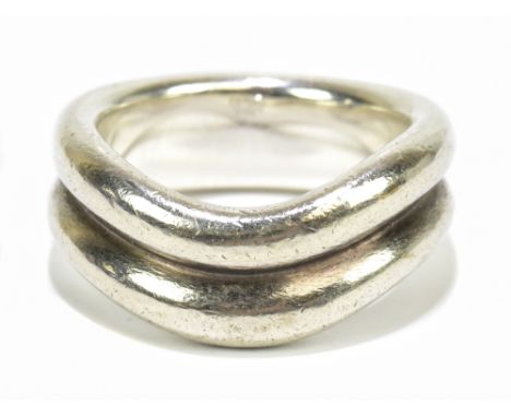 TIFFANY &amp; CO; a hallmarked silver double band ring, marked Tiffany &amp; Co 925, made in Spain, size G.Additional Informa