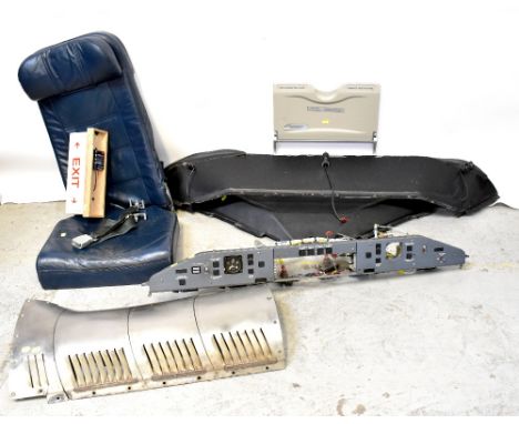 AEROPLANE SALVAGE INTEREST; various items of aviation salvage, including a dashboard instrument panel from a Bombardier-8 400