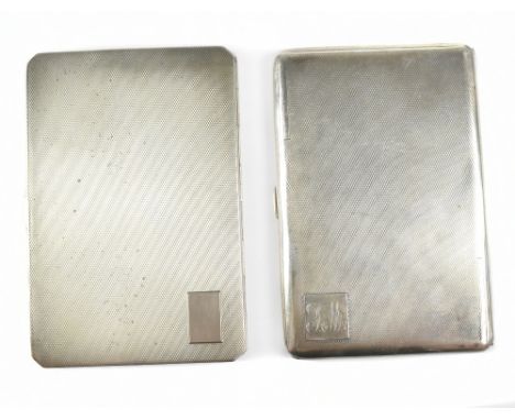 JAMES DIXON &amp; SONS; a George VI hallmarked silver cigarette case with engine turned decoration, surrounding a vacant cart