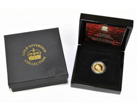 An Elizabeth II 'Lest We Forget' proof half sovereign, 2018, cased.Additional InformationThe item is fitted in outer boxes an