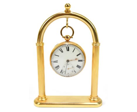 A rare George III 18ct yellow gold key wind open face pocket watch, the white enamel dial set with Roman numerals and subsidi