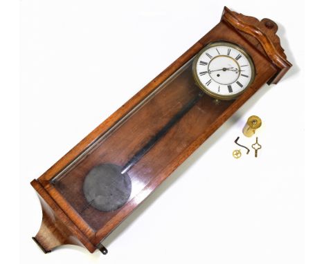HALL OF WHITBY; a 19th century rosewood Vienna style wall clock, length 94cm.