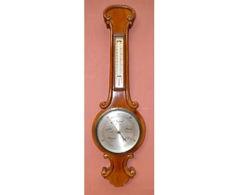 JAMES H KELLY GLASGOW; a 19th century mahogany wheel barometer/thermometer, height 91cm.&nbsp;