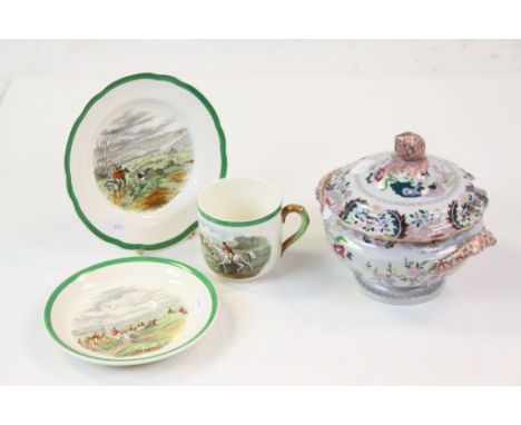 Copeland Spode Hunting Scene Trio comprising ' A Check ' Cup, ' The Find ' Tea Plate and ' The Last Draw ' Saucer together wi