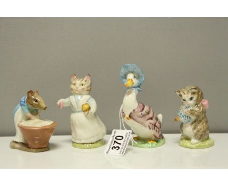 Four Beswick Beatrix Potter's Figures including Anna Maria, Miss Moppit, Jemima Puddleduck and Tabitha Twitchett, all BP-3a w