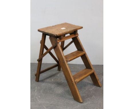 Set of Antique Pine Folding Dresser / Kitchen Step Ladders