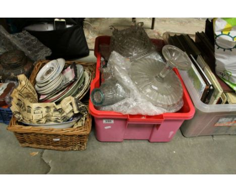 Mixed Lot including Books, Box of Glassware, Box of Ceramics and Box of Assorted Items plus a Ceramic Jardiniere on Stand