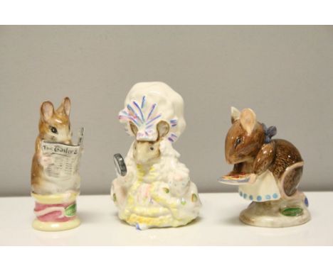 Three Beswick Beatrix Potter's Figures including Lady Mouse from the Tailor of Gloucester, Tailor of Gloucester and Appley Da