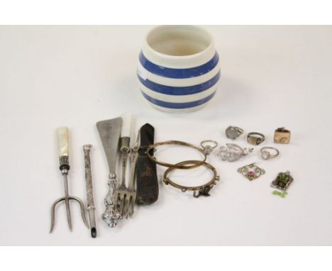 Collectables to include early 20th century turquoise and seed pearl hinged bangle and a paste set hinged bangles, early 20th 
