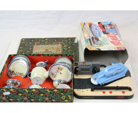 Boxed Wesco "Captain Scarlet &amp; The Mysterons" talking Alarm Clock and a boxed Japanese ceramic Teaset