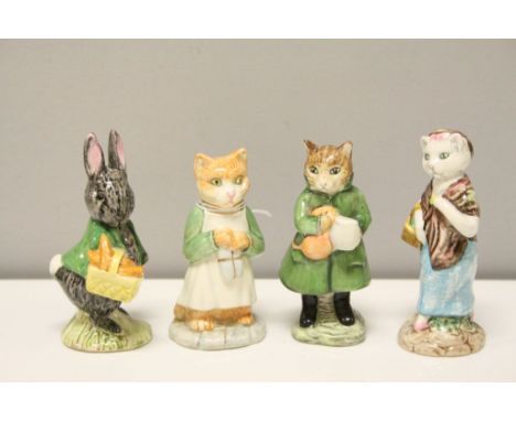 Four Beswick Beatrix Potter's Figures including Ginger, Simkin, Susan and Little Black Rabbit, all BP-3a with Beswick Brown L