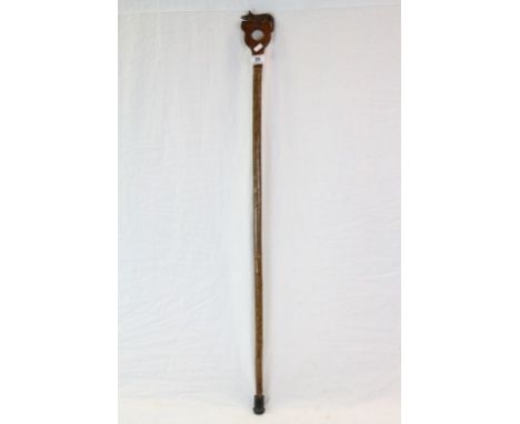 Hand Carved Wooden Walking Stick with the handle in the form of a Dog