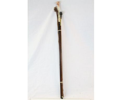 Three vintage walking stick with Dogs Head handles, tallest one approx 97cm long in total