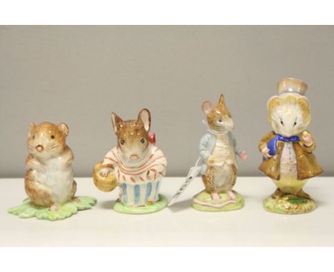 Four Beswick Beatrix Potter's Figures including Timmy Willie, Amiable Guinea-Pig, Johnny Town-Mouse and Mrs Tittlemouse,  all