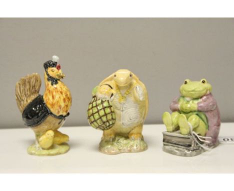 Three Beswick Beatrix Potter's Figures including Sally Henny Penny, Mr Alderman Ptolemy and Mr Jackson, all BP-3a with Beswic