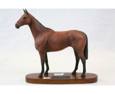 Large Beswick ceramic Connoisseur model of Arkle Champion Steeplechaser with wooden base