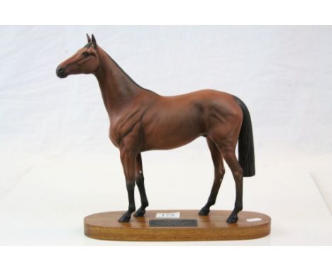 Beswick large Connoisseur ceramic model of Red Rum, Winner of the Grand National 1973,1974 &amp; 1977 with wooden base