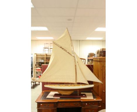 Large Model of a 1930's J Class America Cup Racing Yacht on Stand, 170cms long x approx. 168cms high together with a Wall Mou