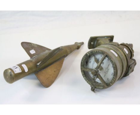 Vintage Brass Ship's Log, with Gauge, log marked T W Cherub, the Gauge "Walker's Trident Electric Mark III"