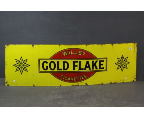 Vintage Enamel Advertising Sign ' Will's Gold Flake Cigarettes ', 153cms x 46cms