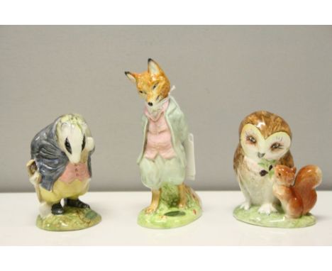 Three Beswick Beatrix Potter's Figures including Foxy Whiskered Gentleman, Old Mr Brown and Tommy Brock, all BP-2  with Oval 