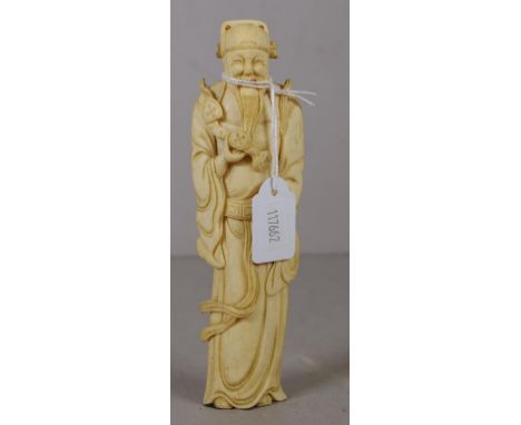 Antique Chinese carved ivory sage figure Export of this item would be subject to CITES approval. Height  16cm approx.