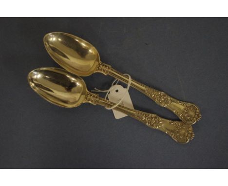 Pair Victorian sterling silver dessert spoons London 1854, maker Chawner & Co, Kings pattern. Length 18cm approx (each) Weigh