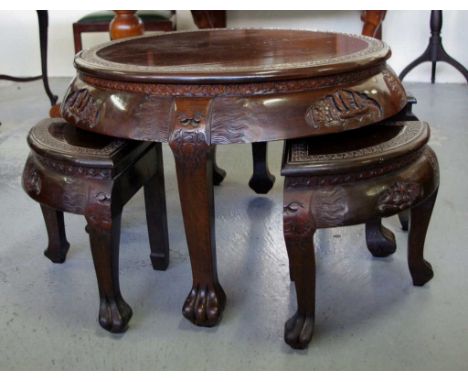 Chinese table and stool set 80cm diameter, 50cm high approx