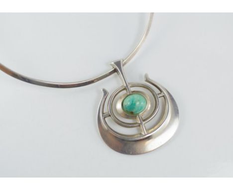 A David Andersen (Norway) silver pendant on collar