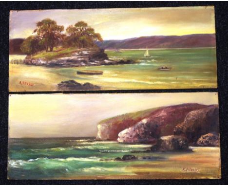 A. Fitzroy (Australia/NZ) two oil paintings including 'Coast Kiama, NSW,' 1906, and 'Sketch of Balmoral, NSW,' 1906, oil on b