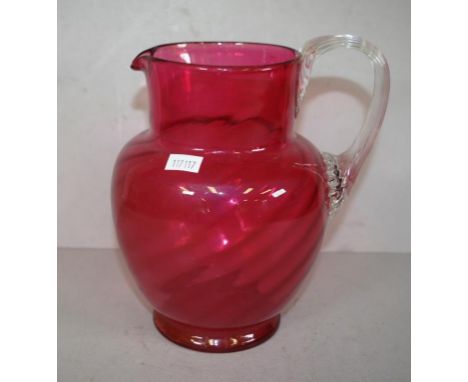 Victorian ruby red glass jug 20cm height approx