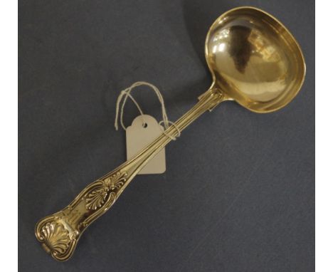 George VI sterling silver sauce ladle Sheffield 1936, makers Henry Birks & Sons, monogrammed, Kings pattern. Length 18cm appr