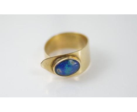 A Scandia 9ct gold and opal ring adjustable size, weighing approx 4.55 grams