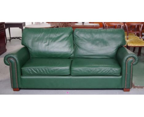 Moran leather two seater sofa 205cm wide, 90cm high approx