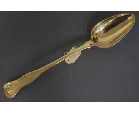 George IV sterling silver basting spoon Edinburgh 1823, maker George Fenwick, monogrammed, Hour Glass pattern. Length 29cm ap