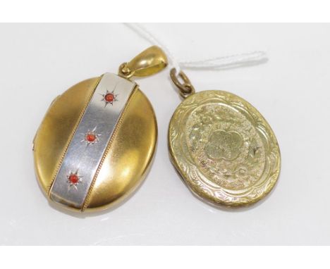 Two antique gilt metal portrait lockets