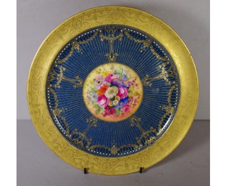 Royal  Worcester hand painted plate signed E. Phillips (Ernest Phillips), circa 1925, 26.7cm diameter