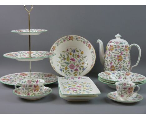 EIGHTY PLUS PIECES OF MINTON HADDON HALL tea, coffee, dinner and tableware including twenty four various sized plates, teapot