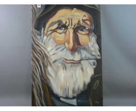CARL F HODGSON oil on box canvas - portrait of 'Old Ike', signed with initials and entitled verso 'Study for Ancient Values',