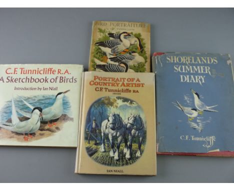 BOOKS - Charles Frederick Tunnicliffe - four books, 'Shorelands Summer Diary' with dustcover, 'Bird Portraiture' with dustcov