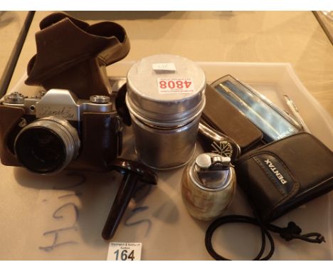 Collectable items including camera vintage vacuum flask etc