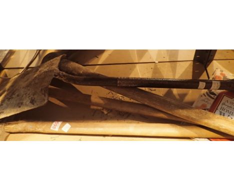 Mixed tools including pick axe and lump hammer