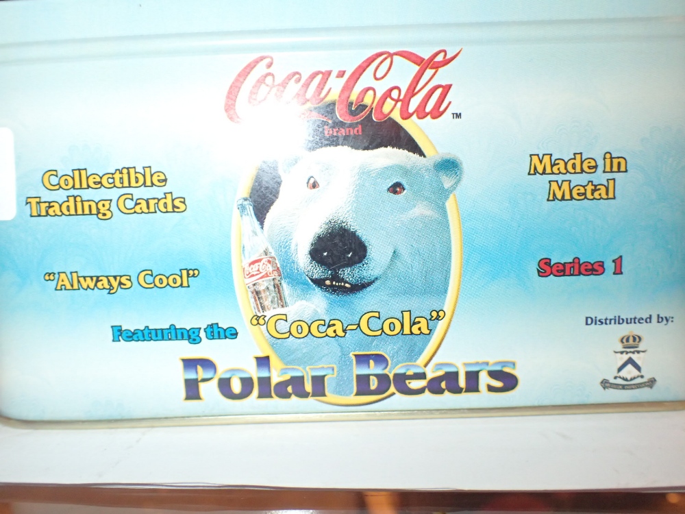 Boxed Polar Bear Coca Cola trading cards in metal