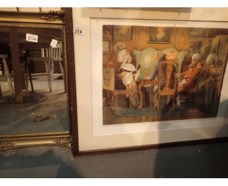 Gilt frame mirror and a print