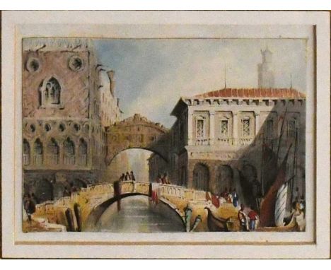 Lady Honoria Cadogan (1813-1904)"Bridge of Sighs, Venice""Ducal Palace, Venice"Watercolour, together with three further works
