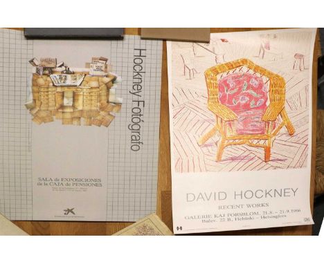 After David Hockney OM, CH, RA (b.1937) “David Hockney Recent Works Helsinki” (1986)Offset lithograph, together with a furthe