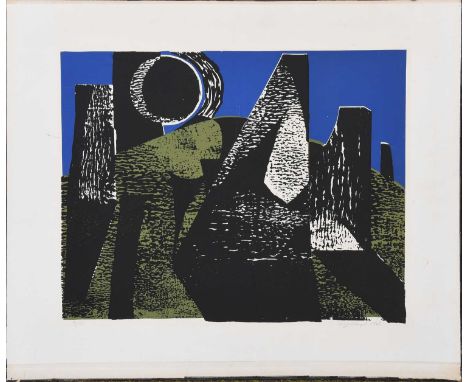 Reginald James Lloyd (1926-2020)"Avebury"Signed and dated 1968, numbered 4/15, silkscreen (unframed); together with a collect